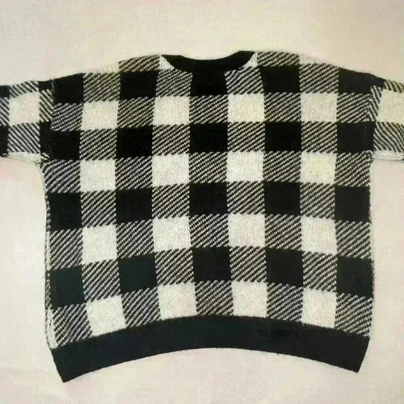 Vince Camuto Chunky Wednesday Addams Goth Knit Checkered Sweater  in Small - Picture 2 of 7